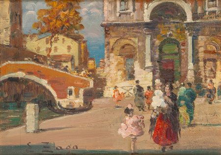 Erma Zago (Bovolone 1880 - Milano 1942)  - Paesaggio con figure