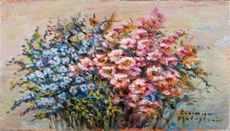 Corinna Modigliani (Roma 1871 - 1959)  - Composizione con fiori celeste e rosa