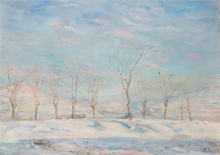 Eso Peluzzi (Cairo Montenotte 1894 - Monchiero 1985)  - Prima neve nelle Langhe, 1952