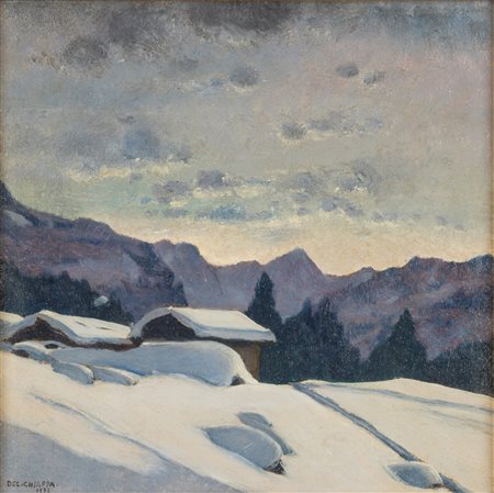Giuseppe Del Chiappa (Firenze 1883 - Torino 1950)  - Tramonto in Val di Susa, 1932