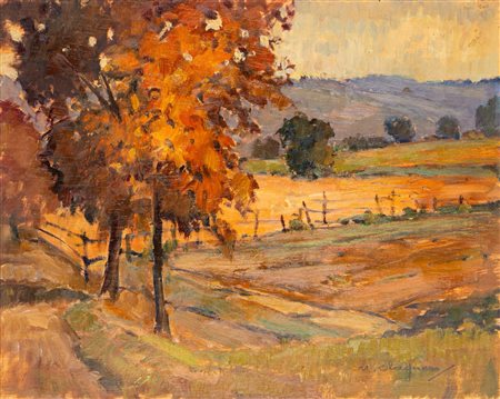 Umberto Olagnero (Torino 1911 - 1993)  - Autunno nei dintorni di Chieri, Torino, 1986