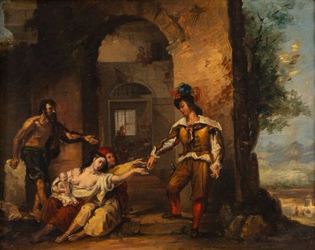 Edoardo Marchionni (1837 - 1923)  - Renzo dona l'ultimo soldo ai poveri, 1854