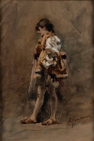 Roberto Fontana (Milano 1844 - 1907)  - Figura virile di profilo