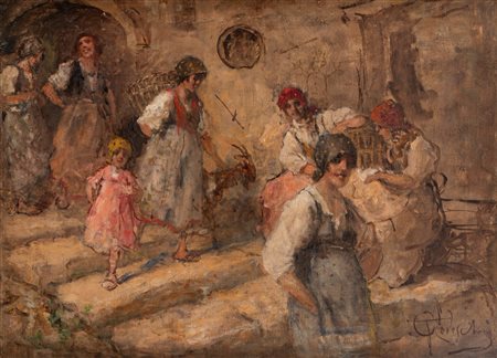 Giovanni Battista Todeschini (Lecco 1857 - Milano 1938)  - Le donne del paese