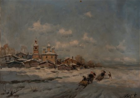 Ivan Karpoff (Novočerkassk 1898 - Milano 1970)  - Paesaggio innevato