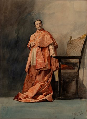 Giacomo Campi (Milano 1846 - 1921)  - Ritratto del Beato Cardinale Andrea Carlo Ferrari