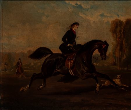 Scuola del secolo XIX - Eugenia de Montijo a cavallo