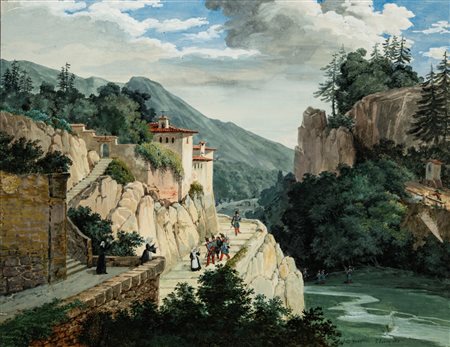 Scuola francese, secolo XIX - Soldati presso il convento di Saint-Rémy, 1850