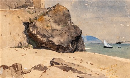 Filiberto Petiti (Torino 1845 - Roma 1924)  - Spiaggia dell'Italia centrale