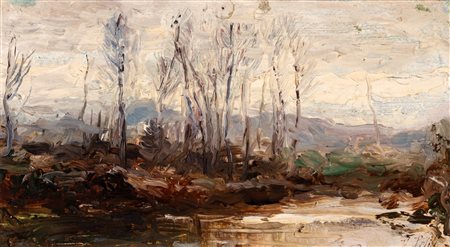 Filiberto Petiti (Torino 1845 - Roma 1924)  - Paesaggio fluviale, 1915