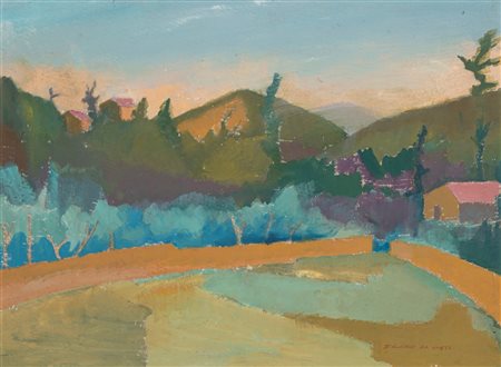 Carlo D'Aloisio da Vasto (Vasto 1892 - Roma 1971)  - Paesaggio con case