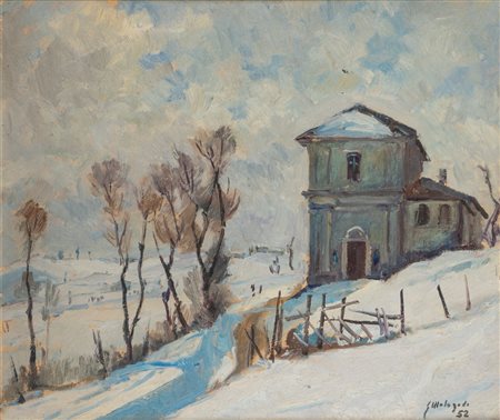 Giuseppe Malagodi (Cento 1890 - Roma 1968)  - Paesaggio innevato, 1952