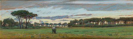 Arturo Vertunni (Roma 1860 - 1910)  - Il cielo sulla pineta