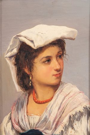 Pietro Gabrini (Roma 1856 - 1926)  - Ritratto di giovane popolana