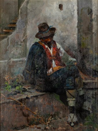 Temistocle Lamesi (Roma 1870 - 1951)  - Popolano seduto