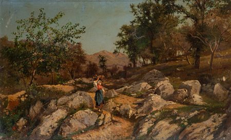 Alfonso Simonetti (Napoli 1840 - Castrocielo 1892)  - Popolana a passeggio