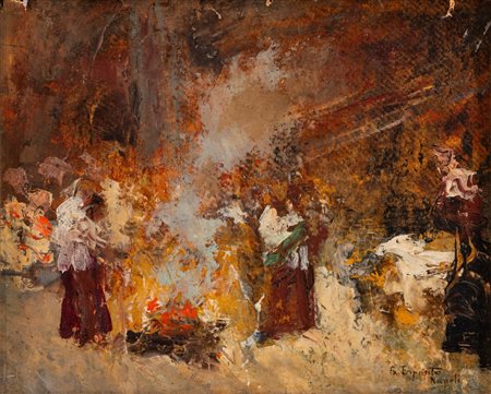 Gaetano Esposito (Salerno 1858 - Sala Consilina 1911)  - Il falò
