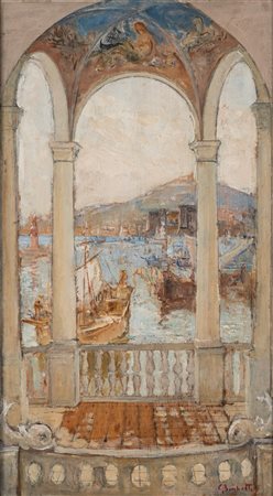 Gaetano Bocchetti (Napoli 1888 - 1990)  - La loggia sul porto