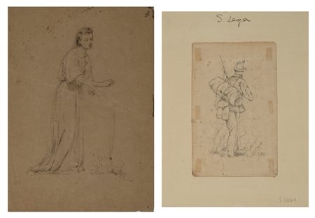 Attribuito a Silvestro Lega (Modigliana 1826-Firenze 1895) - Figura femminile e Soldato