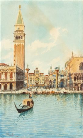 Vincenzo Caprile (Napoli 1856 - 1936)  - In gondola a Venezia