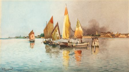Alberto Prosdocimi (1852 - 1925)  - In barca in laguna