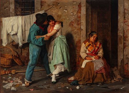 Giulio Del Torre (Romans d'Isonzo 1856 - 1932)  - Gli amanti, 1884