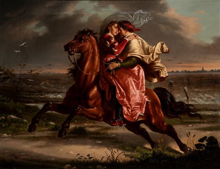 Antonio Ermolao Paoletti (Venezia 1834 - 1912)  - Amanti a cavallo, 1864