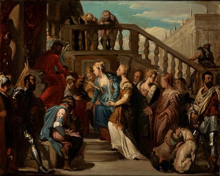 Scuola del secolo XIX - Ester incoronata da Assuero (da Paolo Veronese)