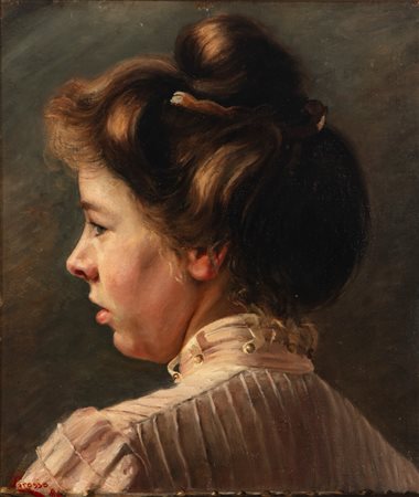 Attribuito a Giacomo Grosso (Cambiano 1860-Torino 1938) - Profilo femminile