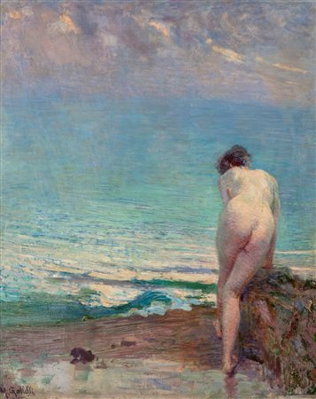Massimiliano Gallelli (Cremona 1863 - Sanremo 1956)  - Nudo femminile sulla riva