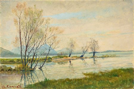 Alfonso Corradi (Castelnuovo di Sotto 1889 - Milano 1972)  - Il lago a Feriolo
