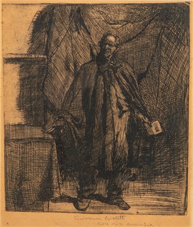 Giovanni Costetti (Reggio Emilia 1874 - Settignano 1949)  - Ritratto di uomo con libro