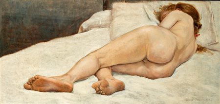 Adolfo Tommasi (Livorno 1851 - Firenze 1933)  - Nudo femminile disteso