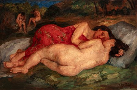 Luigi Montanarini (Firenze 1906 - Roma 1998)  - Nude nel bosco, 1940