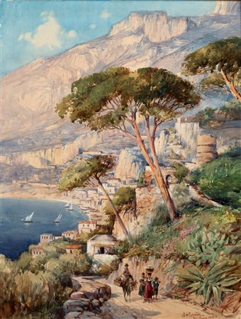 Gabriele Carelli (Napoli 1820 - Londra 1900)  - Positano, 1877