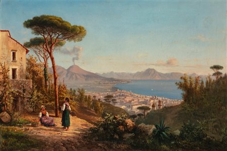 Scuola del secolo XIX - Veduta del golfo di Napoli