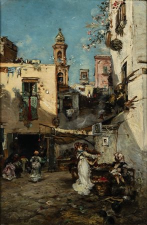 Scuola napoletana, secolo XIX - Scena di mercato