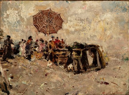 Raffaele Ragione (Napoli 1851 - 1925)  - Sulla spiaggia