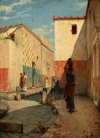 Luigi Bazzani (Bologna 1836 - Roma 1927)  - A Pompei, 1883