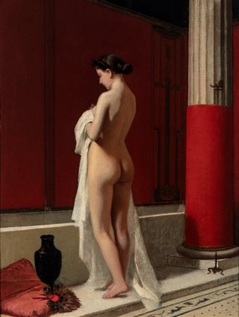 Giuseppe Mancinelli (Napoli 1813 - Castrocielo 1875)  - Scena pompeiana con nudo femminile, 1858