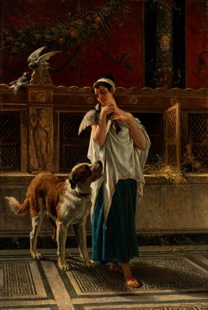 Cesare Mariani (Roma 1826 - 1901)  - Scena pompeiana, 1874