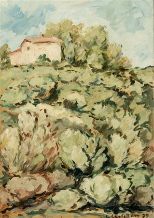Leonardo Castellani (Faenza 1896 - Urbino 1984)  - Casa sulla collina, 1979