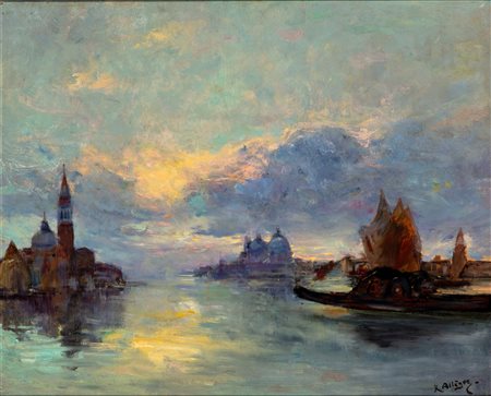 Raymond Allegre (Marsiglia 1857 - 1933)  - Venezia, in gondola