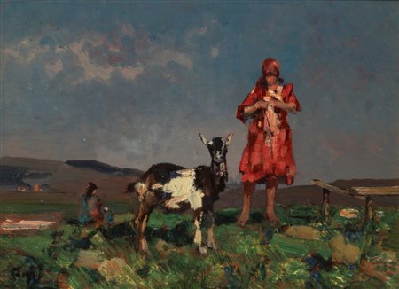 Beppe Ciardi (Venezia 1875 - Treviso  1932)  - Figurina in rosso
