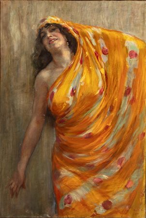 Aldo Mazza (Milano 1880 - Gavirate 1964)  - Ritratto di donna orientale, 1912