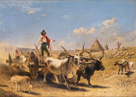Charles Coleman (Pontefract 1807 - Roma 1874)  - La sfilata dei buoi nella Campagna romana, 1849
