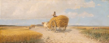 Federico Rossano (Napoli 1835 - 1912)  - Il trasporto del fieno, 1864