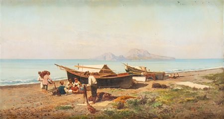 Pietro Barucci (Roma 1845 - 1917)  - La riparazione delle reti