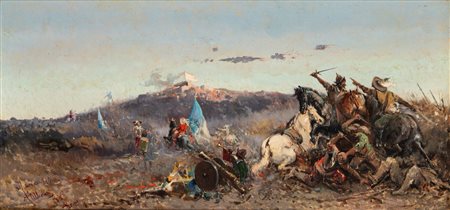 Augusto Alberici (Roma 1846 - 1922)  - Battaglia campale, 1889