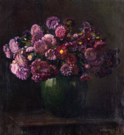 Arturo Noci (Roma 1874 - New York 1953)  - Il vaso di fiori viola, 1922